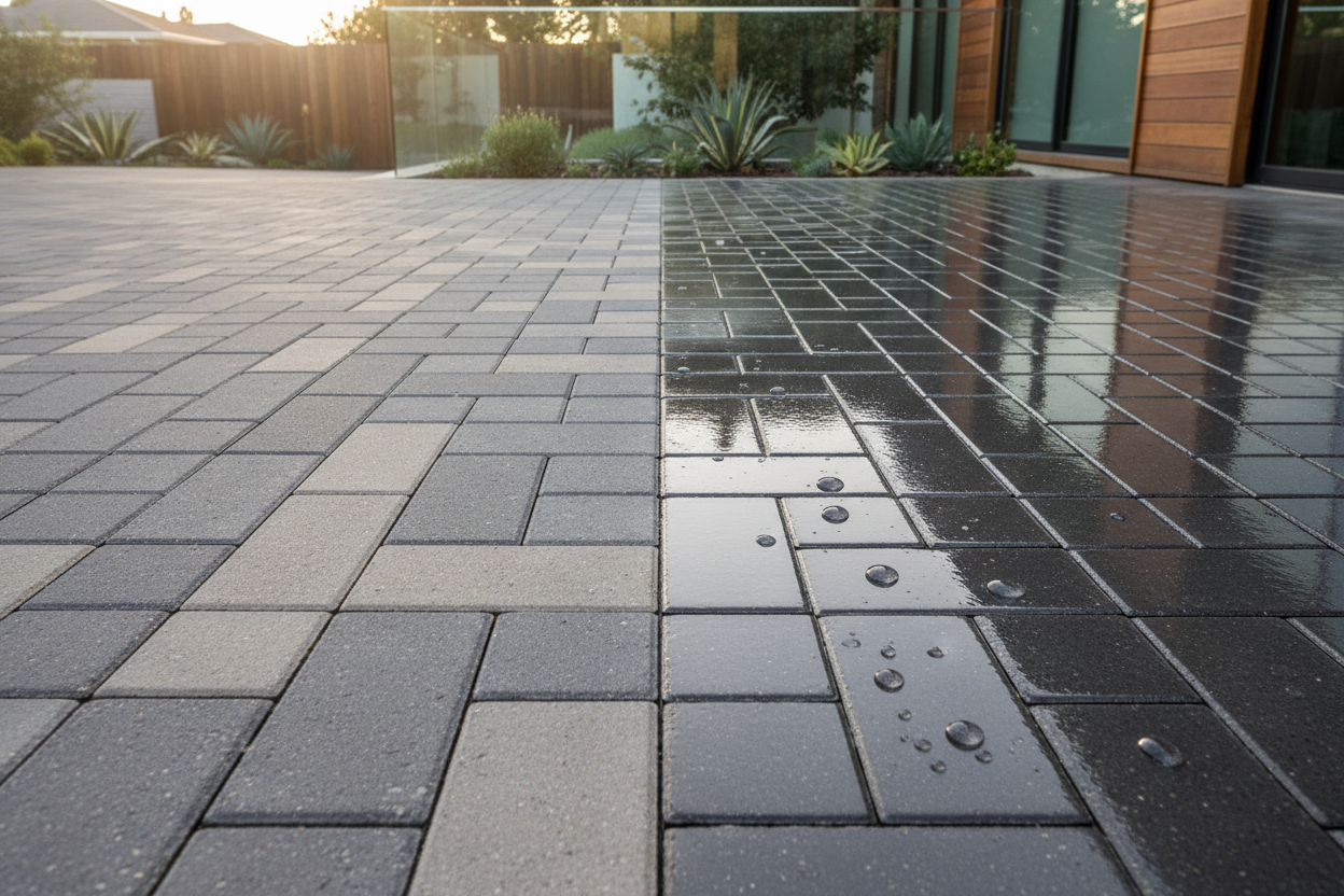 Lacul Pavaj/Beton: Protecție Avansată Cu NanoMax, Efecte Umede, Impermeabilizante și Hidrofobe