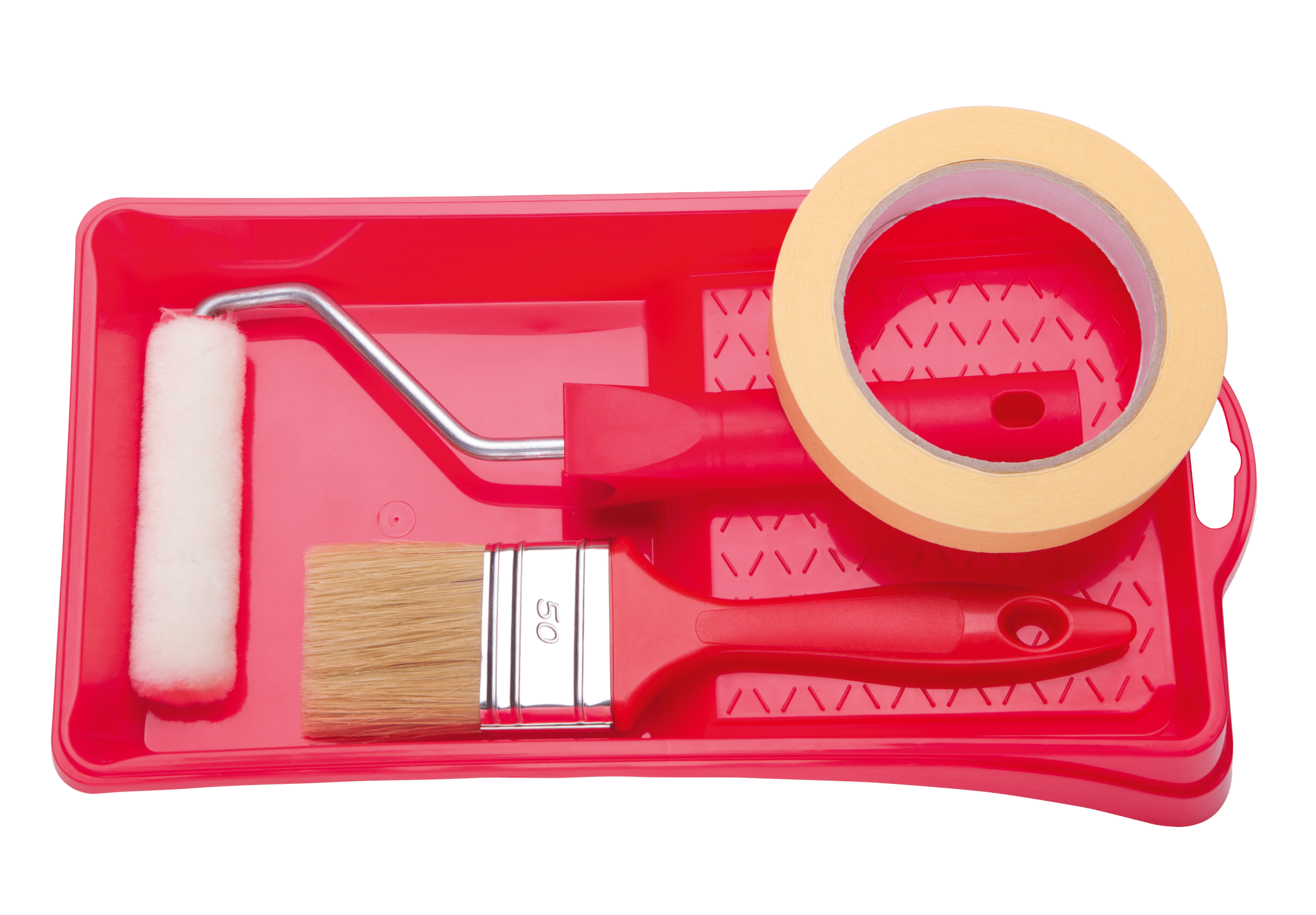 COMPLETE SET FOR PAINTING STENCIL, BRUSH, TRAY, ADHESIVE TAPE