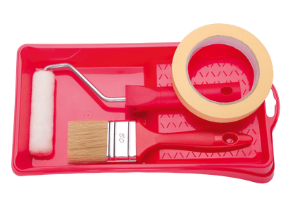 COMPLETE SET FOR PAINTING STENCIL, BRUSH, TRAY, ADHESIVE TAPE