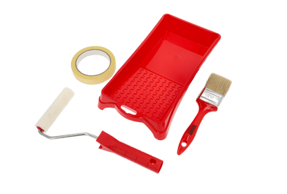 COMPLETE SET FOR PAINTING STENCIL, BRUSH, TRAY, ADHESIVE TAPE