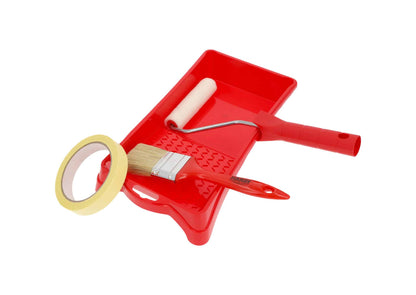 COMPLETE SET FOR PAINTING STENCIL, BRUSH, TRAY, ADHESIVE TAPE