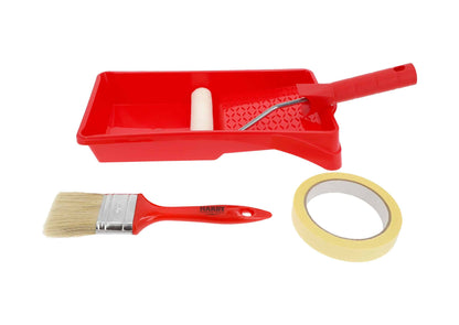 COMPLETE SET FOR PAINTING STENCIL, BRUSH, TRAY, ADHESIVE TAPE