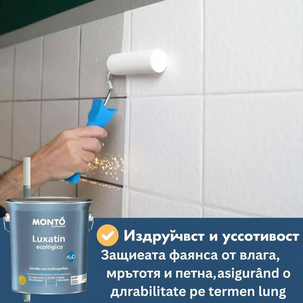 Vopsea albă pentru faianță aplicată cu rolă, Nanomax, detaliu ceramică.