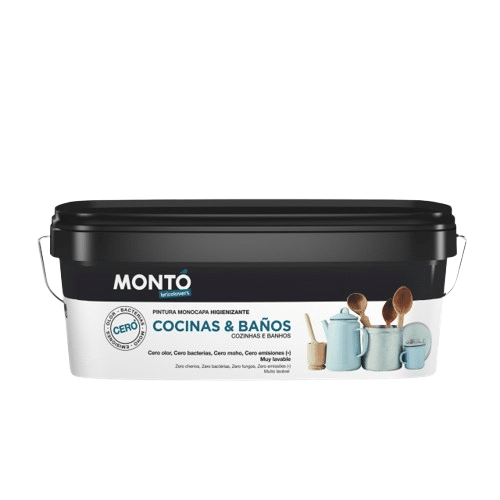 ANTI-MOULD SANITIZING PAINT – special for kitchens, bathrooms, homes, concrete, masonry, cement, brick, odorless, water-based, interior/exterior Monto, 2.5L