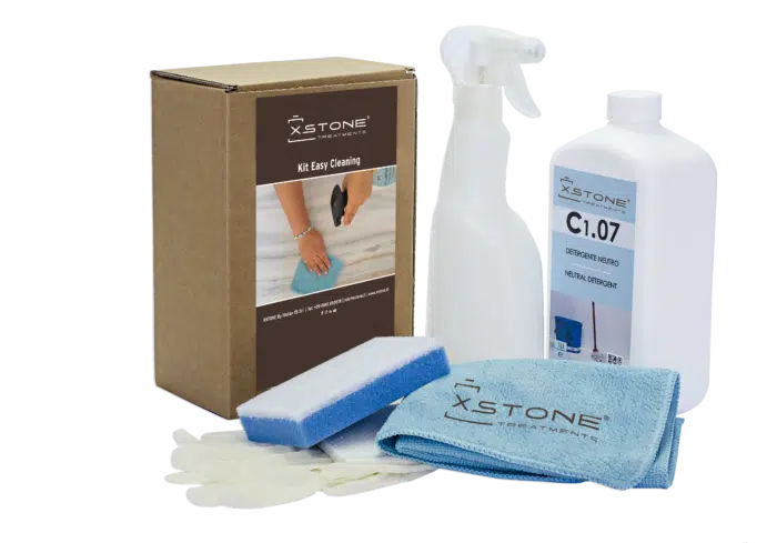 KIT COMPLET PROFESIONAL de curatare MULTI-SUPRAFETE pentru piatra naturala, ceramica, beton, gresie portelanata, lemn, otel, marmura, compozit, blaturi bucatarie, baie, FARA ACIZI, Easy Cleaning, XSTONE, 1L