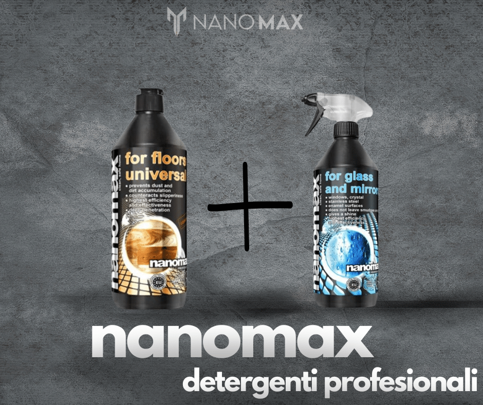 UNIVERSAL CLEANING KIT, Professional Nano Detergent for universal tiles, stone floors 1L + Professional Detergent for windows and stainless steel 1L