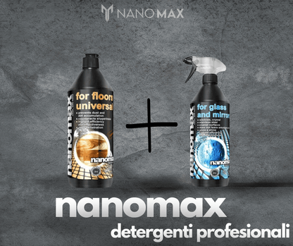 UNIVERSAL CLEANING KIT, Professional Nano Detergent for universal tiles, stone floors 1L + Professional Detergent for windows and stainless steel 1L
